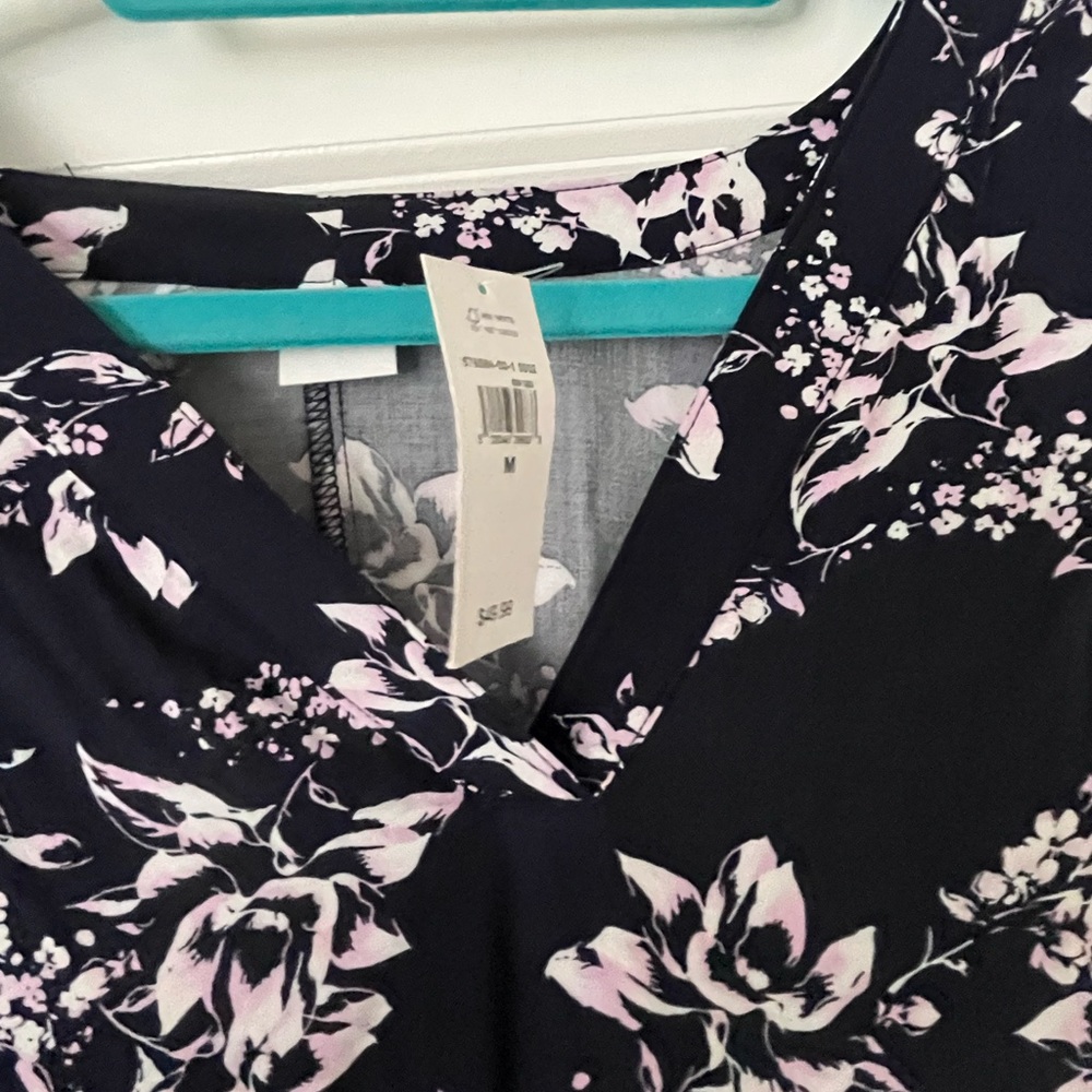 Navy floral shift dress